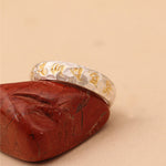 Buddha Stones Hammer Pattern Om Mani Padme Hum Copper Plated Silver Wealth Ring