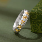 Buddha Stones 999 Sterling Silver Hammer Pattern Om Mani Padme Hum Balance Ring