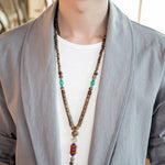 Buddha Stones Vintage Plain Lapel Open Front Jacket Cotton Men's Kimono
