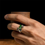 Buddha Stones Flower Pattern Copper Alloy Luck Elastic Rope Ring