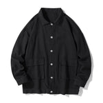 Buddha Stones Long Sleeve Button Stand Collar Design Men's Cotton Jacket Shirt With Pockets