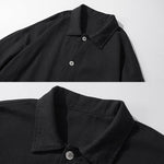 Buddha Stones Long Sleeve Button Stand Collar Design Men's Cotton Jacket Shirt With Pockets