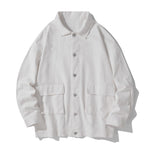 Buddha Stones Long Sleeve Button Stand Collar Design Men's Cotton Jacket Shirt With Pockets