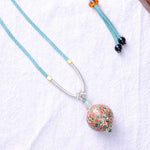 Buddha Stones Ebony Wood Colorful Lacquer Craft Bead Calm Necklace Pendant
