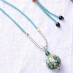 Buddha Stones Ebony Wood Colorful Lacquer Craft Bead Calm Necklace Pendant