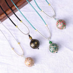 Buddha Stones Ebony Wood Colorful Lacquer Craft Bead Calm Necklace Pendant