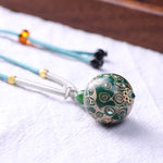 Buddha Stones Ebony Wood Colorful Lacquer Craft Bead Calm Necklace Pendant