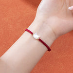 Buddha Stones Faceless Cat Head Red String Shell Connection Bracelet