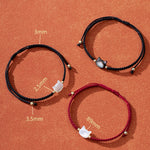 Buddha Stones Faceless Cat Head Red String Shell Connection Bracelet