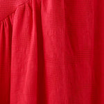 Buddha Stones Plain Jacquard Flower Irregular Long Sleeve Cotton Linen Midi Dress With Pockets