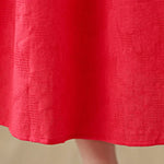 Buddha Stones Plain Jacquard Flower Irregular Long Sleeve Cotton Linen Midi Dress With Pockets