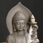 Buddha Stones Tibetan Avalokitesvara Buddha Lotus Healing Backflow Smoke Fountain Incense Burner