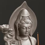 Buddha Stones Tibetan Avalokitesvara Buddha Lotus Healing Backflow Smoke Fountain Incense Burner