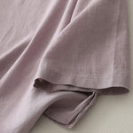 Buddha Stones Plain Slanted Buttons Cotton Linen Women's Shirt