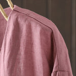 Buddha Stones Pure Color V-neck Women's Jacket With Pockets