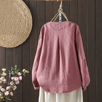 Buddha Stones Pure Color V-neck Women's Jacket With Pockets
