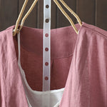 Buddha Stones Pure Color V-neck Women's Jacket With Pockets