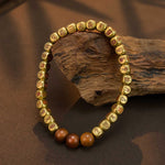 Buddha Stones Copper Brass Lightning Struck Jujube Wood Beads Wealth Bracelet