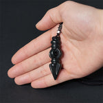 Buddha Stones Tibetan Hetian Cyan Jade Pestle Vajra Dorje Star Harmony Necklace Pendant