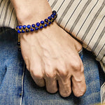 Buddha Stones Natural Blue Tiger Eye Hand-woven Colored Rope Double Row Beads Balance Bracelet