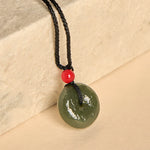 Buddha Stones "Wishing You Peace and Safety" Peace Buckle Jade Necklace Includes Gift Message Card