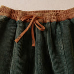 Buddha Stones Color Contrast Corduroy Cotton Women's Thermal Fleece-Lined Harem Pants With Pockets