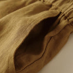 Buddha Stones Plain Color Bottom Hollow Lace Design Lace-up Cotton Women's Shorts With Pockets