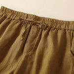 Buddha Stones Plain Color Bottom Hollow Lace Design Lace-up Cotton Women's Shorts With Pockets