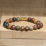 Buddha Stones Natural Colorful Emperor Stone Lotus Pattern Anti-stress Bracelet