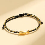 Buddha Stones 999 Sterling Silver Lucky Koi Fish Protection Rope Bracelet