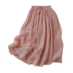 Buddha Stones Solid Lace Elastic Waist Cotton Women's Skirt