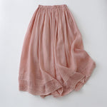 Buddha Stones Solid Lace Elastic Waist Cotton Women's Skirt