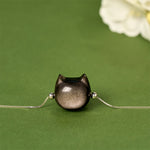 Buddha Stones 925 Sterling Silver Silver Sheen Obsidian Gold Sheen Obsidian Cat Soothing Bracelet