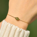 Buddha Stones 925 Sterling Silver Natural Jade Bead Abundance Chain Bracelet