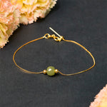 Buddha Stones 925 Sterling Silver Natural Jade Bead Abundance Chain Bracelet