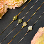 Buddha Stones 925 Sterling Silver Natural Jade Bead Abundance Chain Bracelet