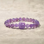 Buddha Stones "Wishing You Clarity and Calm" Cute Cat Amethyst Bracelet Includes Gift Message Card