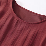 Buddha Stones Solid Color Embroidery Short Sleeve Cotton Midi Dress With Pockets