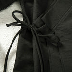 Buddha Stones Lace-Up Design Open Front Jacket Men's Long Sleeve Kimono