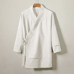 Buddha Stones Lace-Up Design Open Front Jacket Men's Long Sleeve Kimono