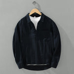 Buddha Stones Solid Color Loose Long Sleeve Half Button Shirt Linen Men Clothing