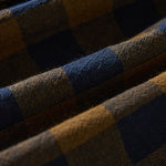 Buddha Stones Contrast Color Plaid Buttons Design Long Sleeve Midi Dress With Pockets