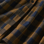 Buddha Stones Contrast Color Plaid Buttons Design Long Sleeve Midi Dress With Pockets