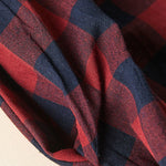 Buddha Stones Contrast Color Plaid Buttons Design Long Sleeve Midi Dress With Pockets