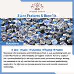 Buddha Stones 925 Sterling Silver Lotus Design Moonstone Healing Necklace Pendant