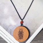 Buddha Stones Lightning Struck Jujube Wood Yin Yang Bagua Luck Necklace Pendant