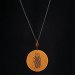 Buddha Stones Lightning Struck Jujube Wood Yin Yang Bagua Luck Necklace Pendant