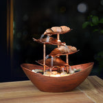 Buddha Stones Lotus Leaf Shaped Waterfall Fountain Tabletop Ornaments With LED Light Home Office Desktop Decoration