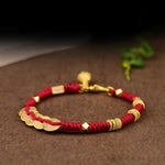 FREE Today: Wealth and Luck Handmade Five Emperor Coins String Braided Bracelet