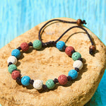 Buddha Stones Colorful Lava Rock Support Bracelet
